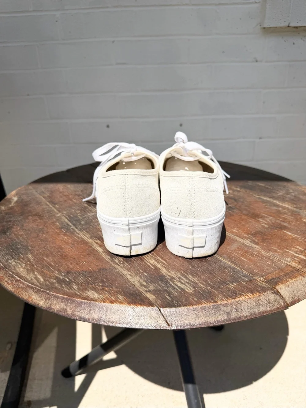 Women's Vans Cream Platform Canvas Sneakers